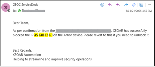 Figure 7 XSOAR Actions Reporting