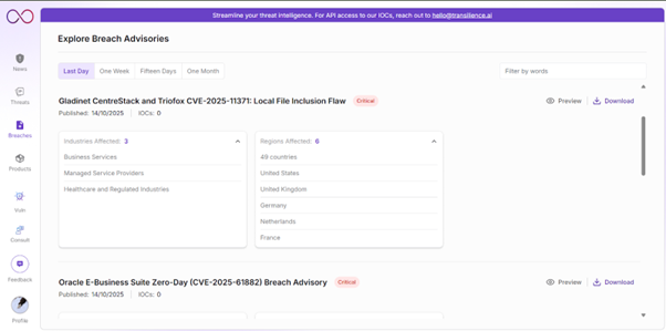 Breach advisory intelligence