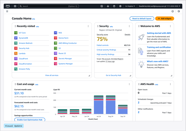 AWS management console for compliance management